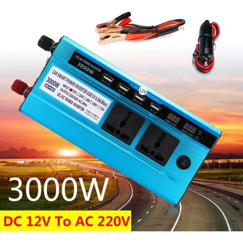 3000W Solar Power Inverter DC 12V/24V to AC 220V LCD