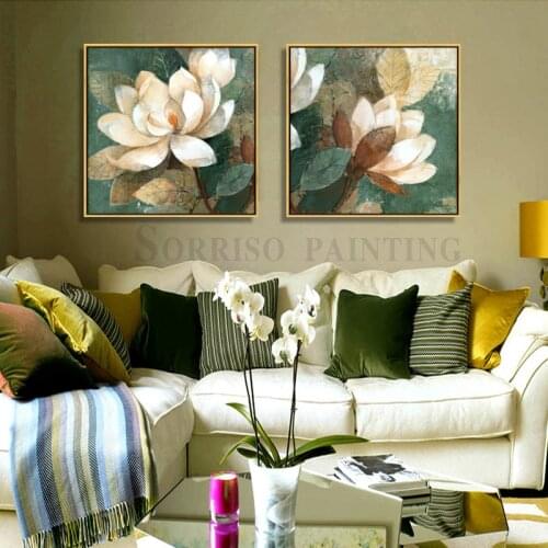 Canvas Painting with Frame Magnolia Flowers Prints for Living Room Wall Art Pictures Home Decoration Artwork