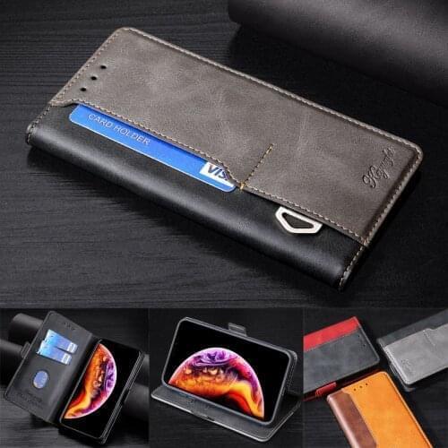 Leather Case For Blackberry KEY2 Cover Contrast Color Flip Wallet Flip Magnetic Leather Holster Case Retro Leather case