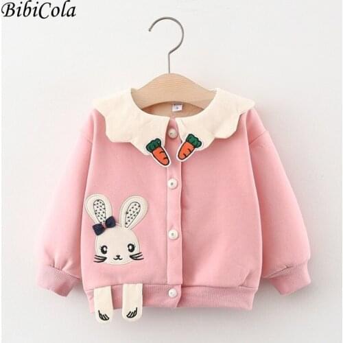 Baby Girls Jacket Childrens Rabbit Print Jacket Girls Cardigan Fall/Winter Baby Jacket Infant Sweater Add Cotton To Keep Warm