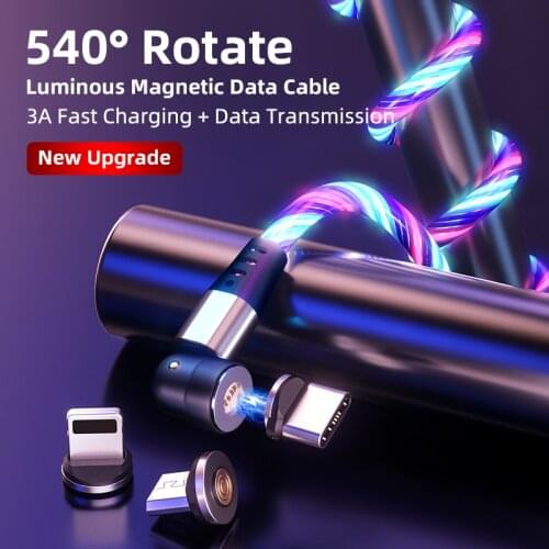 For iPhone 12 540 Degree Rotating Magnetic Data Cable to Freely Change the Charging Angle is for Multi Scene Mobile Phone Cable
