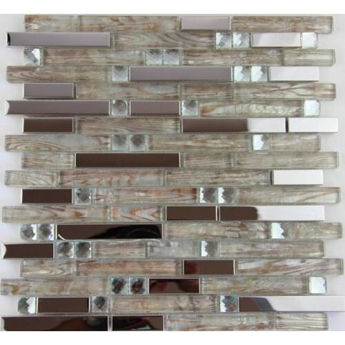 Stainless steel metal mosaic glass tile kitchen backsplash bathroom shower background decorative wallpaper tile factory sale