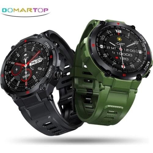With mic 50m Waterproof Army Smart Watch Men Full Touch Screen Fitness Tracker Smartwatch Heart Rate Monitor Blood Pressure