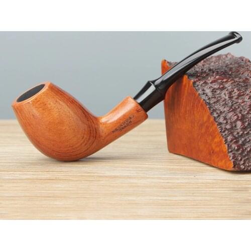 RU-10 Smoking Tools Kit Rose Wooden Pipe Smoke Fit for 9mm Filters Bent Stem Acrylic Mouthpiece Tobacco Pipe Friends Gift ad0026