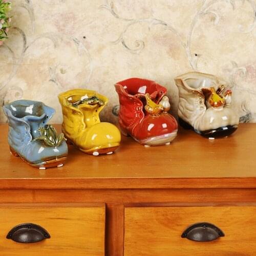 Shoe-Shaped Tabletop Flowerpot Multi-meat Plant Multi-Meat Plant Ceramic Flowerpot Small Mini family/garden/office Decoration