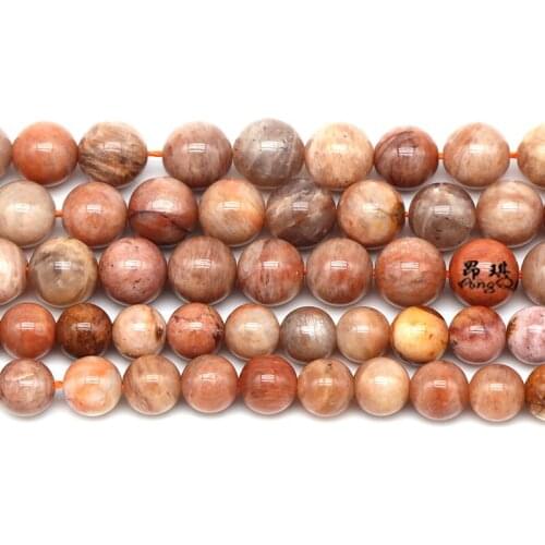 Natural Gem Sunstone Round Loose Beads 6 8 10 12mm Pick Size Smooth Beads For Jewelry Making DIY Bracelet Accessories 15inches