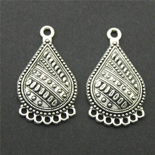 5pcs Silver Color Tear Drop Flower Hollow Filigree Pendant Charm Connector Necklace For DIY Jewelry Making Findings A2223