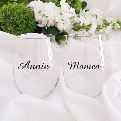 Custom Name Decal Wedding Party Glass Stickers Classic Champagne Glasses Cup Wallstickers With Name Bridal Titles Available