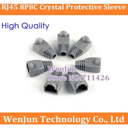 Free Shipping RJ45 Plug Cap Boot Cat5 Cat5e Cat6 Network Connector Rubber sleeve RJ 45 Ethernet Cable Protective Sleeve grey