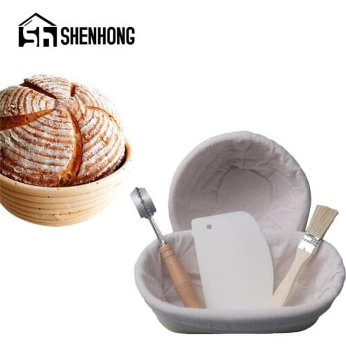 SHENHONG Dough Knife Brush Scraper 5Pcs Bread Fermentation Rattan Basket Baguette Banneton Brotform Proofing Proving Baskets
