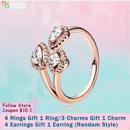 Smuxin 925 Sterling Silver Ring Geometric Shapes Open Ring 925 Silver Women Rings Ngagement Ring Women Jewelry Making Girl Rings