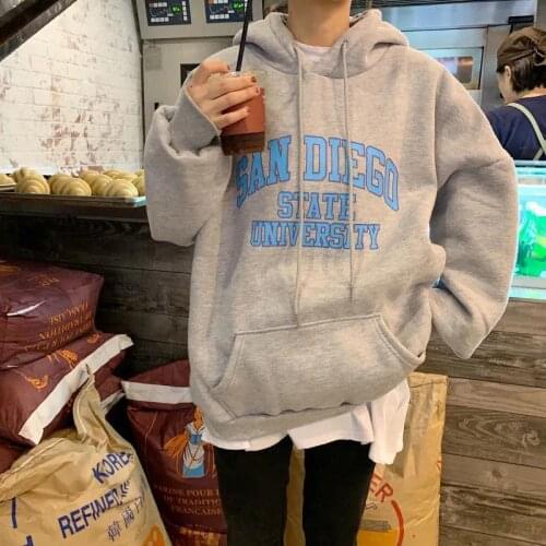 Retro letter sweatshirt Harajuku v-neck Nice spring plus size hoodie Korean version loose couple letter long-sleeved hoodie