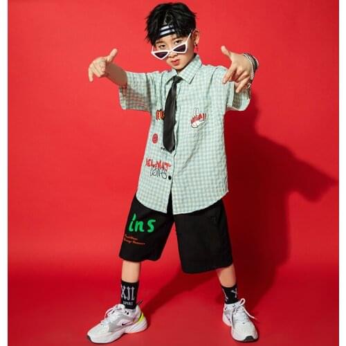Boys Hip Hop Dance Costumes For Kids Summer Short Sleeved T-Shirt Shorts Jazz Dance Street Dance Outfits Performance Wear SL4945