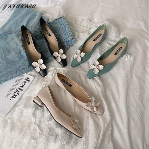 Korean Style Single Shoes 2021 French Style Thick Heel High Heels Retro Lady Temperament Square Toe Pumps Low Heel Women Shoes