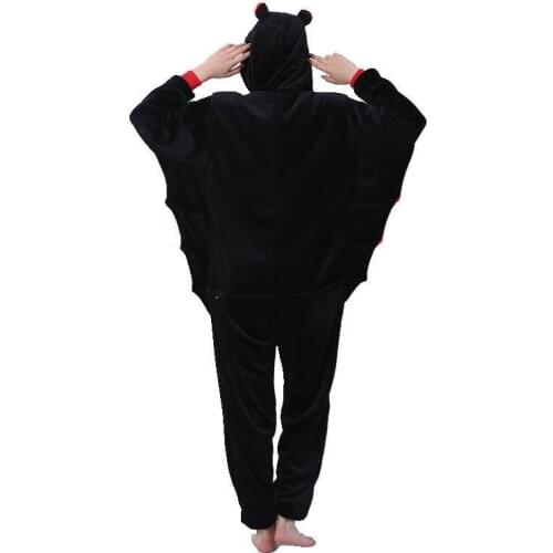 Adults Pajamas Women Flannel Sleepwear Unisex Cute Bat Cartoon Animal Pajama Set Hooded Pyjamas Kigurumi