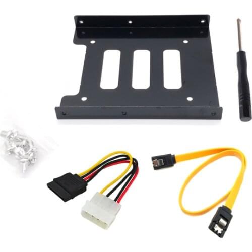 XT-XINTE 2.5 to 3.5 Inch Hard Disk Metal Bracket Adapter HDD Holder with SATA & Power 4 pin Combo Cable for Desktop