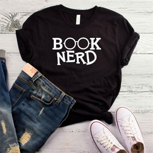 Women T Shirt Book Nerd Letters Print Tshirt Women Short Sleeve O Neck T-shirt Ladies Causal Tee Shirt