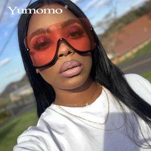 Fashion Oversized Gradient Sunglasses Women Conjoined Lens Big Frame Sun Glasses Female Mirror UV400 Half frame Eyewear Shades