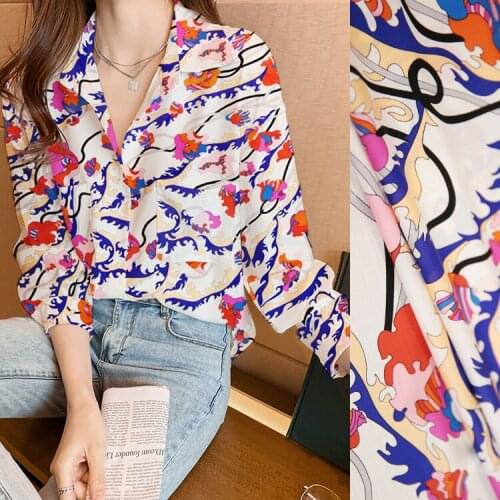 1 Meter Xiangyun Flower Chui Shun Silk Shuangqiao Fabric 16 Mum Wide Mulberry Shirt Dress