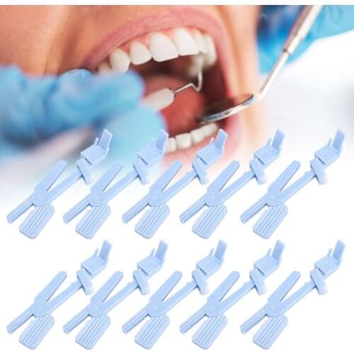 10Pc Dental Clinic Plastic Snap X-Ray Film Holder Clip Blue Gray Hightemperature Sterilized Lab Equipment Dentist Tool Accessory