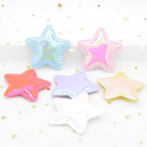 12Pcs Shinng Colorful PU Leather Fabric Appliques Star Pads Patches for Clothing Crafts DIY Hair Clips Bow Decor Accessories G63
