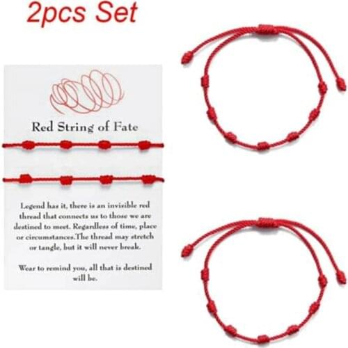 2pcs/set Lucky Red String Rope Bracelet Red String Braiding Couple Bracelets Bangle for Men Women Wish Couple Lover Jewelry Gift