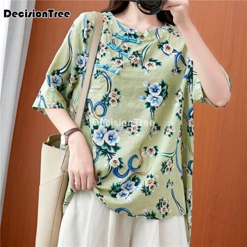 2021 hanfu tang suit traditional chinese women chiffon blouse chinese costume cotton linen blouses for female ancient tops