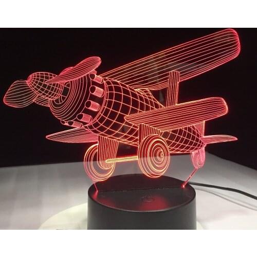 Glider Plane 3D LED Lamp 7 Colors Change Touch Switch Small Night Light Atmosphere Lamp Bedroom Light For New Year Home Decor