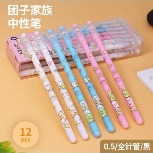 48 pcs Kawaii Gel Pens Mission family mushroom black gel ink pens pens for writing Cute stationery office school supplies 0.5mm