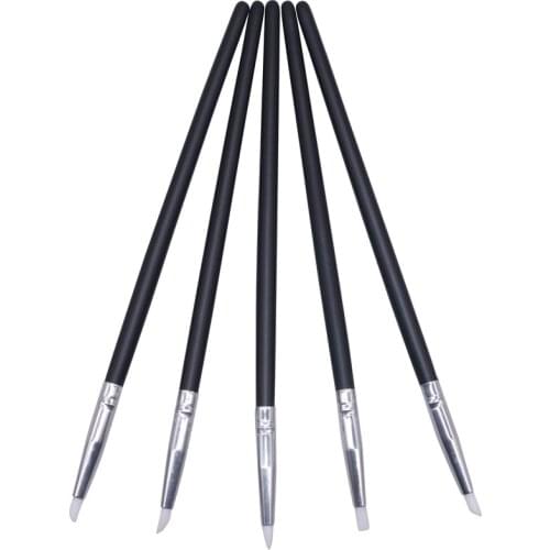 5 psc Small nail Art hollow ceramics to trace pen set high quality repair clay plastic Soft head silicone repair pen