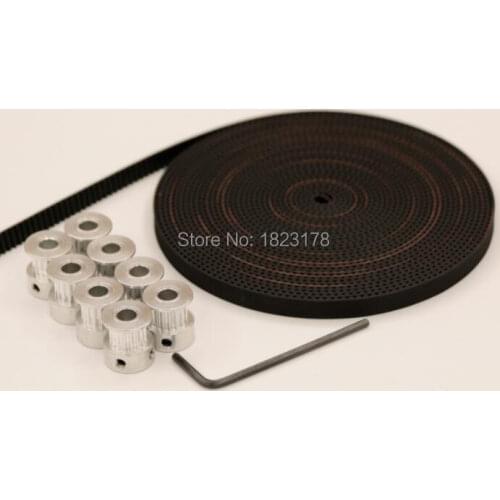8pcs Timing Pulley GT2 16 teeth Bore 6mm + 5Meters GT2 timing Belt Width 6mm 2GT belt for RepRap Prusa Mendel 3D Free Shipping