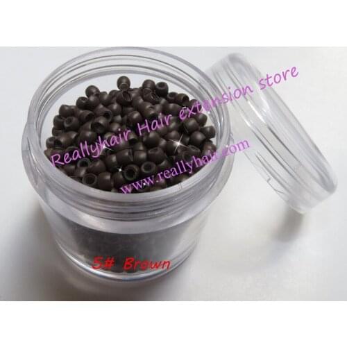 Free shipping 1000pcs/bottle 2.9x1.6x2.0mm Medium Brown Nano Rings with Silicone for Nano beads Hair Extensions
