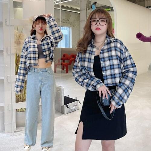 Blouses Women 2021 New Korean Edition Large Size Womens Long-Sleeved Short-Style Design Shirt
