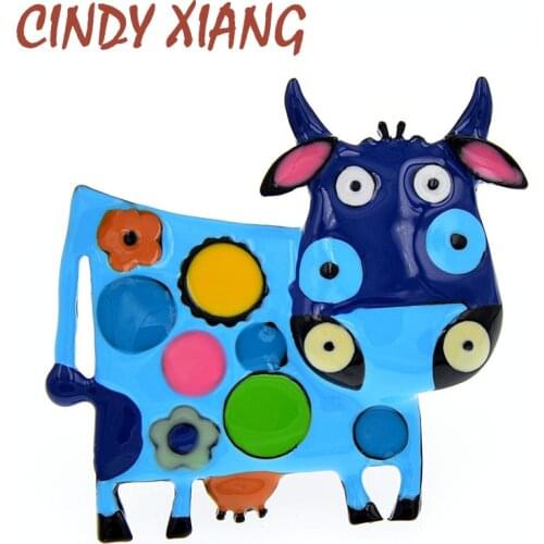 CINDY XIANG Colorful Enamel Cow Brooches For Women Winter Coat Sweater Pin Brooch Animal Milk-cow Pin Diaco Jewelry 2021
