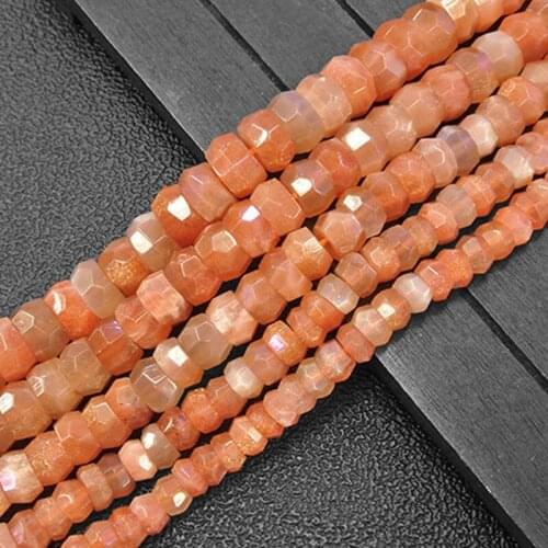 Orange Sunstone Rondelle heishi Spacer Beads Natural Stone DIY Loose Beads For Jewelry Making Beads Accessories 15'' Women Gift
