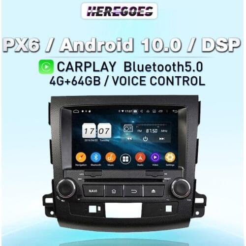 Carplay 8" 720P PX6 DSP Android 10.0 8Core Car DVD Player Autoradio GPS Navigation Wifi Radio For MITSUBISHI Outlander 2006-2012