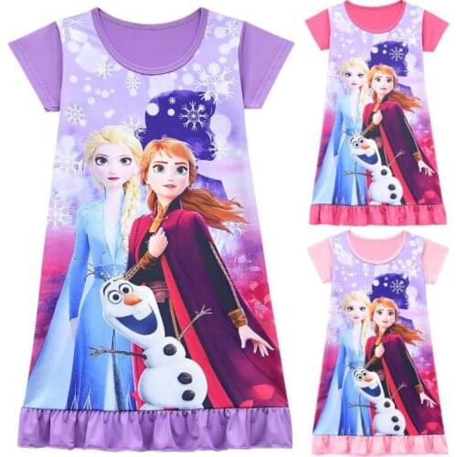 Disney Summer Dress For Girl Princess Party Holiday Cartoon Elsa Dress Girls Children Costume for Kids Dress Clothes