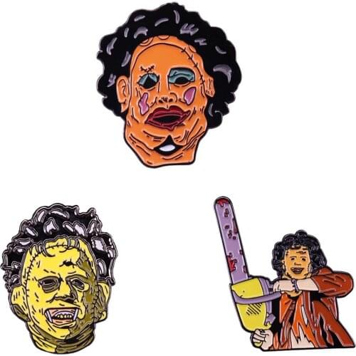 Classic Leatherface enamel pin from Texas Chainsaw Massacre Horror Lapel Pin Gift