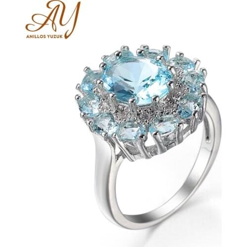 Anillos Yuzuk Classic 925 Sterling Silver Topaz Gemstone Wedding Engagement Simple Ring Fine Jewelry Wholesale Drop Shipping