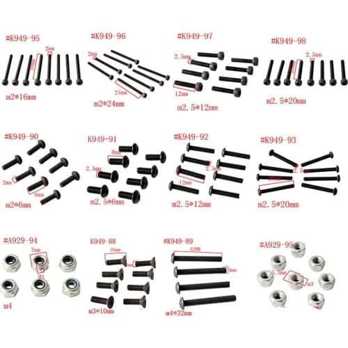 1:10 WLtoys RC Model Car K949 M3 Nut M4 Screw M2 10*20*35mm Mini Screws for RC Cars Spare Parts