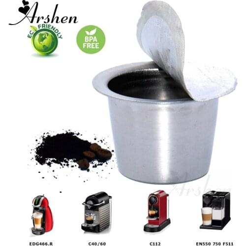 Arshen Stainless Steel Refillable Coffee Capsules Refilling Nespresso Capsule Coffee Reusable Coffee Machine Coffee Filter Cup