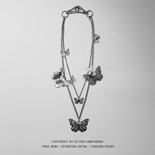 Can be when pants chain butterfly ornament multi - layered cool necklace