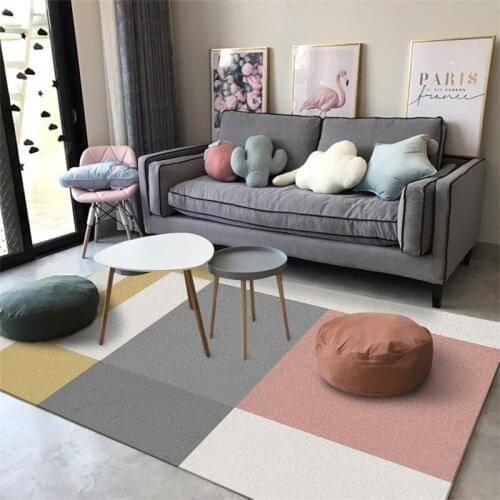 Fashionable Nordic Style Simple Homestay Modern Geometric Japanese Bedroom Living Room Crystal Velvet Floor Mat Carpet