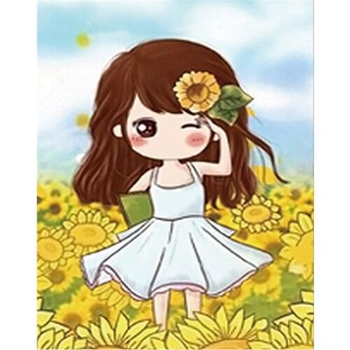 DIY 5D Diamond painting sunflower girl Diamond Embroidery Full Cross Stitch Rhinestone Mosaic Home Decor Handmade Gift
