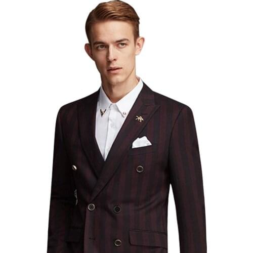 Fashion MenS Suit Stripe Suit Custom made Man Suits Stripe jacket for Groom Man Ｗedding Suits（jacket+pants