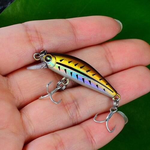 NEW 1PCS Laser Minnow Fishing Lure 4.5CM 3g pesca Hooks Sink Slowly Fish Wobbler Tackle Crankbait Artificial Hard Bait Swimbait