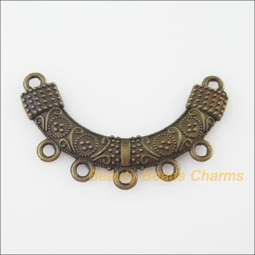 New 12Pcs Antiqued Bronze Color Curved Flower Charms Pendants Connectors 26x45mm