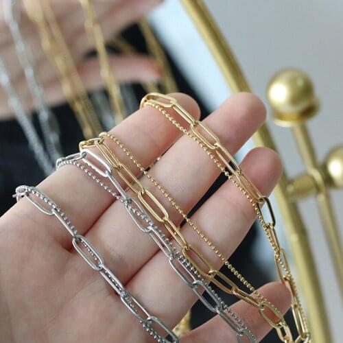 CHUANGU 18k Gold Double Layer Chain Clavicle Necklace Basic Chain Necklace For Female Summer Jewelry