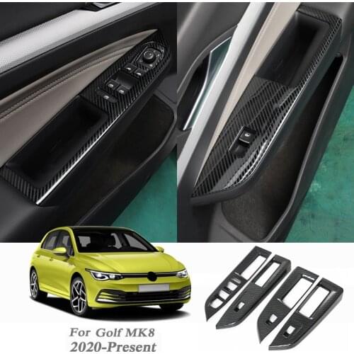 Car Carbon Fiber Window Glass Lift Button Trim Switch Cover Door Armrest Panel for Golf 8 MK8 2020 2021 Car Styling