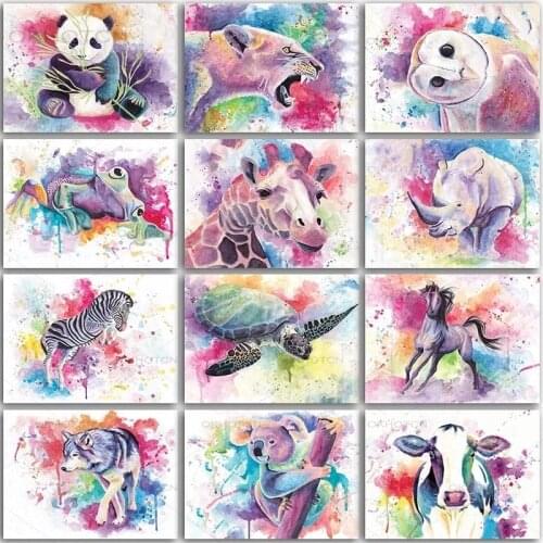 Rainbow Diamond Painting Animals Lion Owl Horse Full Square Diamond Embroidery Cross Stitch Diamond Mosaic Art Wall Decal